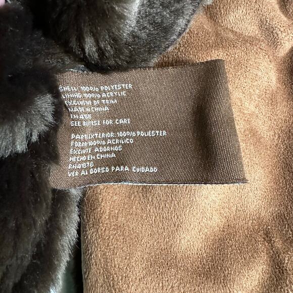 Vintage Big Chill Womens Penny Lane Faux Suede Fur Coat Brown Size 2X Y2K - Picture 10 of 11